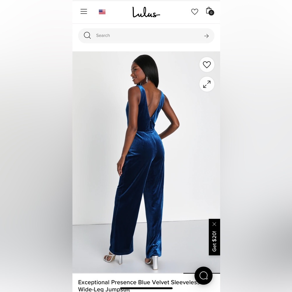 NWT lulus size large blue velvet jumpsuit - Picture 6 of 7
